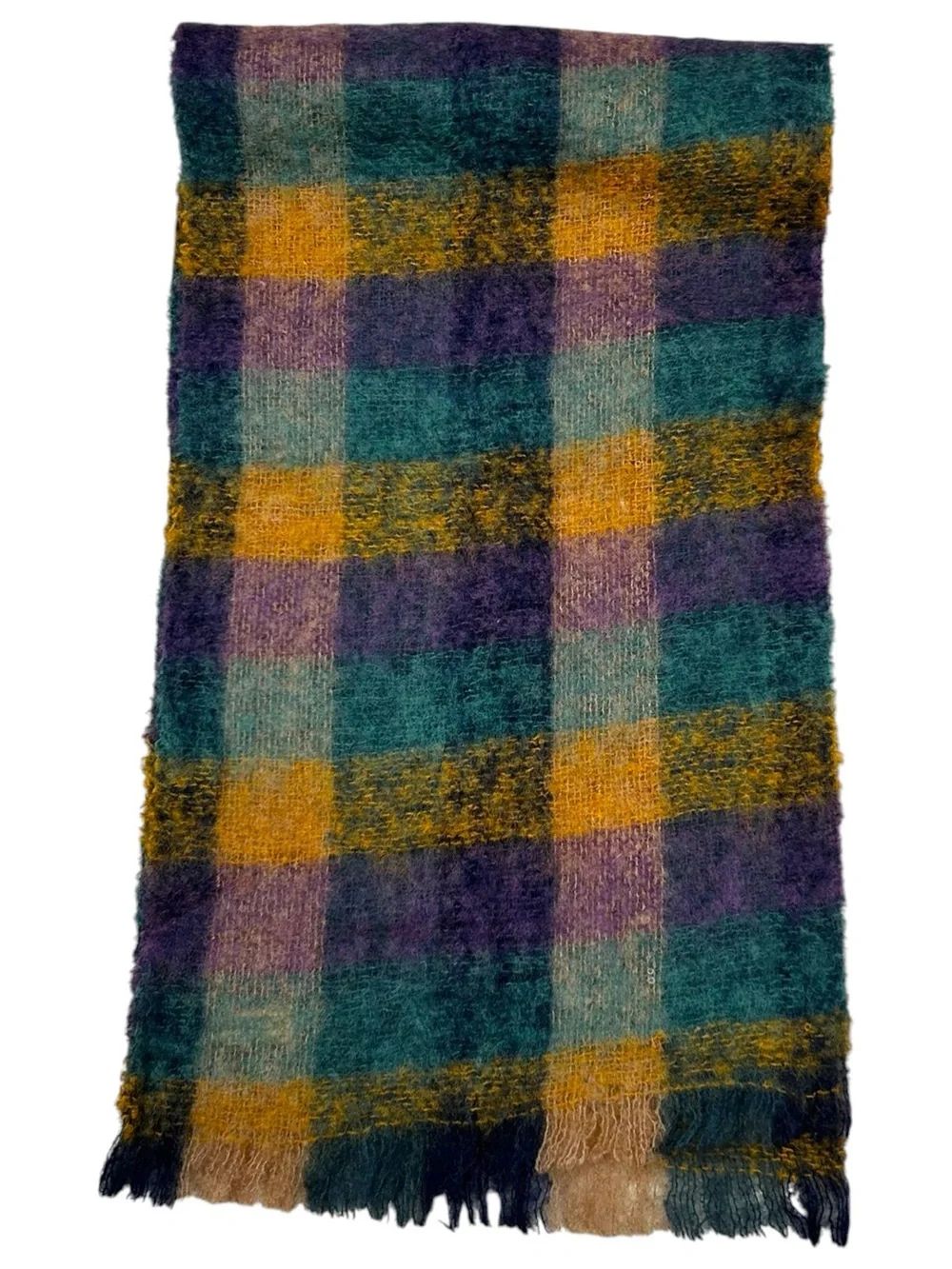 Netherdale Scotland Mohair Wool Plaid Blanket Wrap Shawl 64x18